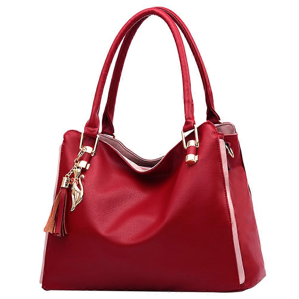 Torba typu tote, PU, damska, na zakupy, do pracy, do codziennego użytku, czerwona, duża pojemność