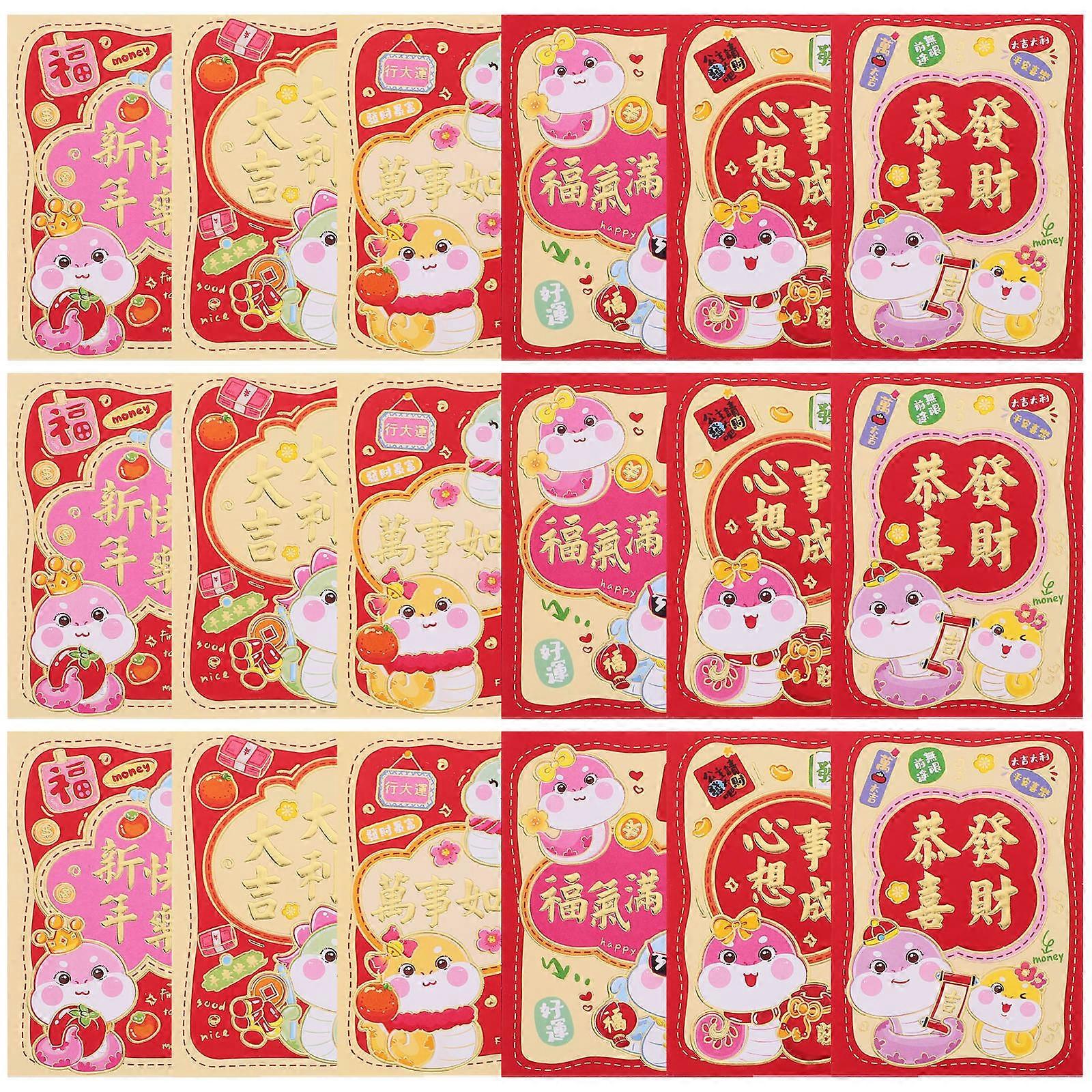 Paper Red Envelopes Cartoon for Packing Use 36Pcs Chinese Lucky Money Envelopes