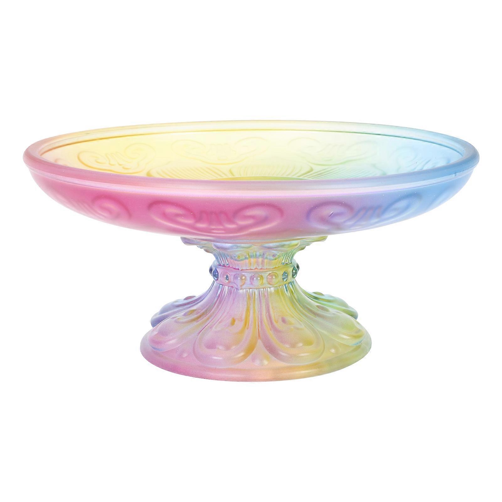 Footed Fruit Bowl Retro Style Glassware Simple Shaped Design Religious Offering Temples 1Pcs