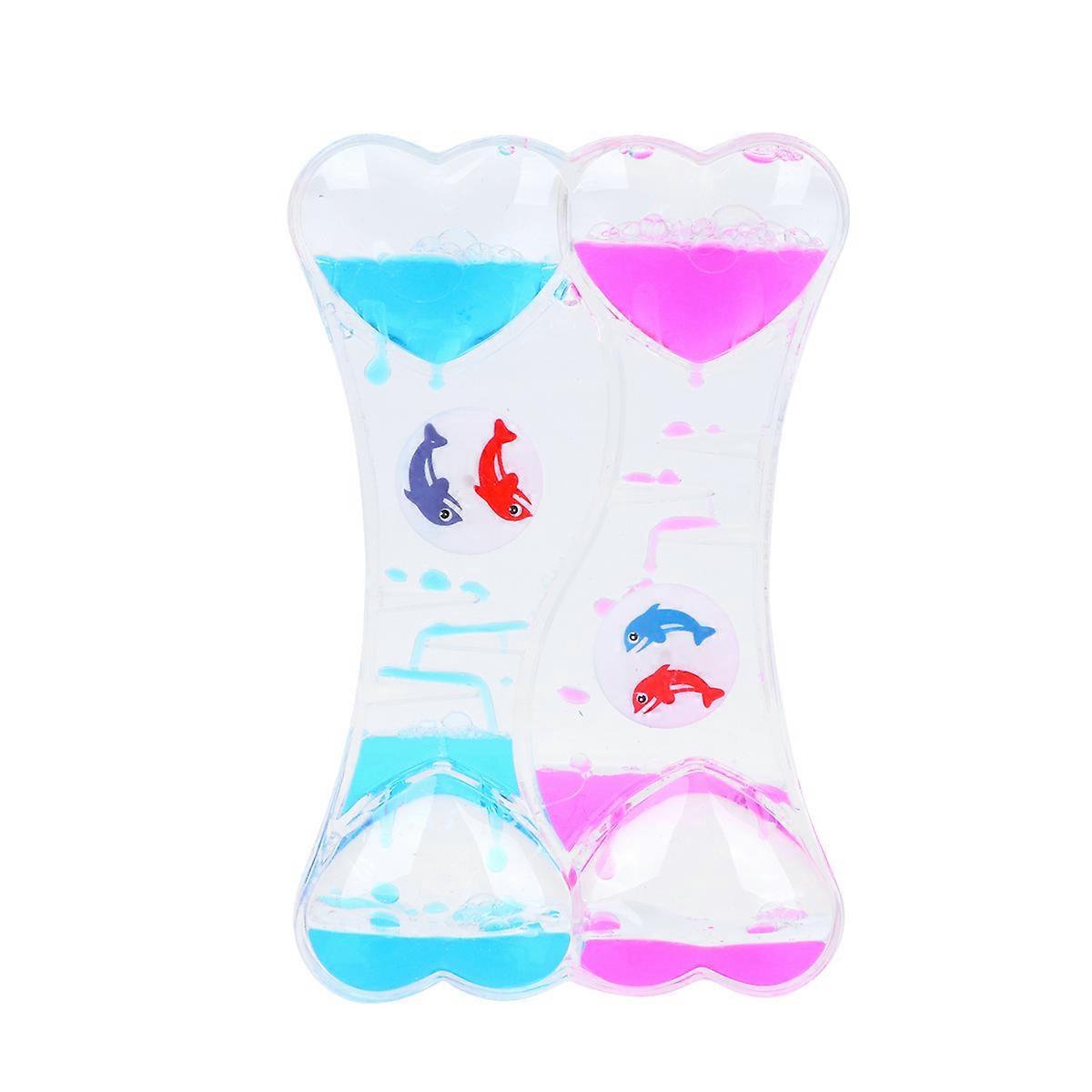 Double Dolphin Hourglass Timer for Desktop Decoration 2Pcs Decorative Colorful Figurine