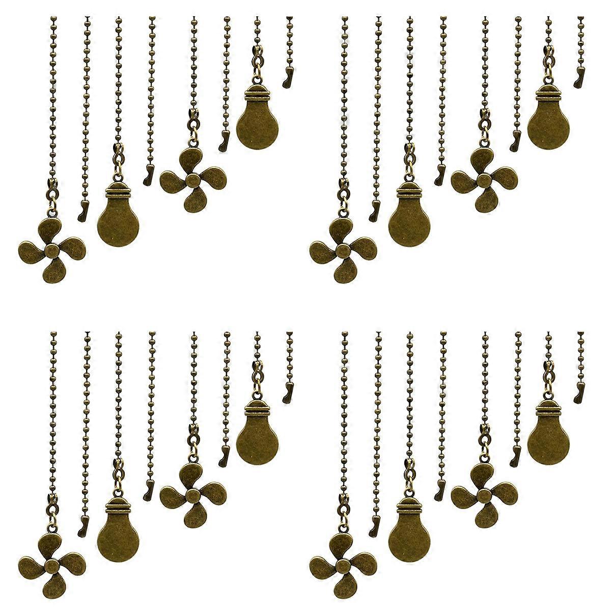 4Pcs Ceiling Fan Pull Chain Set,Bulb and Fan Pattern(Antique Bronze)