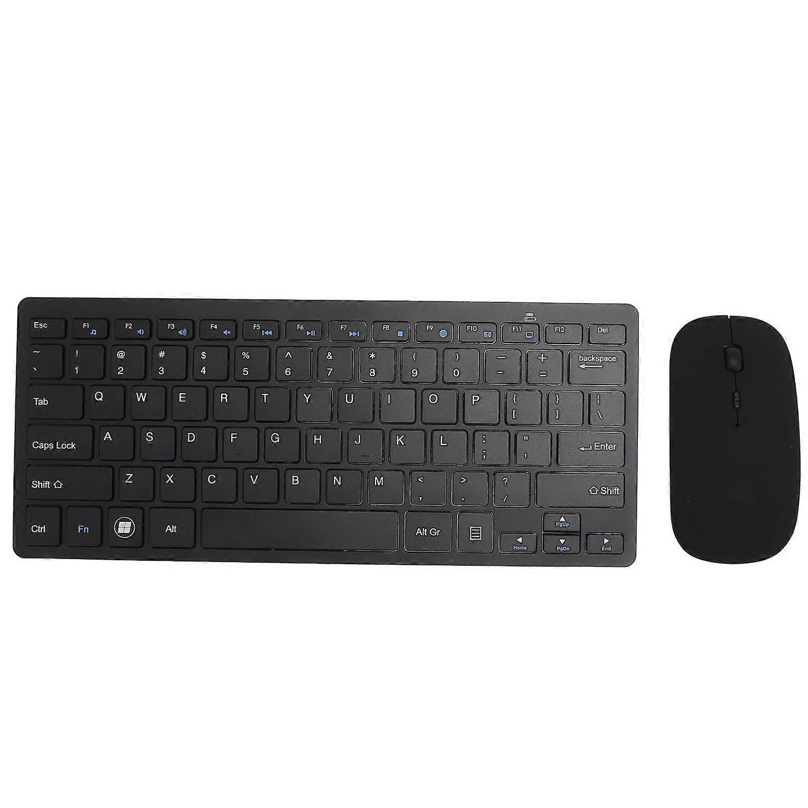 2.4G Wireless Keyboard Mouse Combo 78 Keys Keyboard USB Receiver Thin PC Keyboard Mouse Combo for Desktop Computers Mobile Devices Tablets Black
