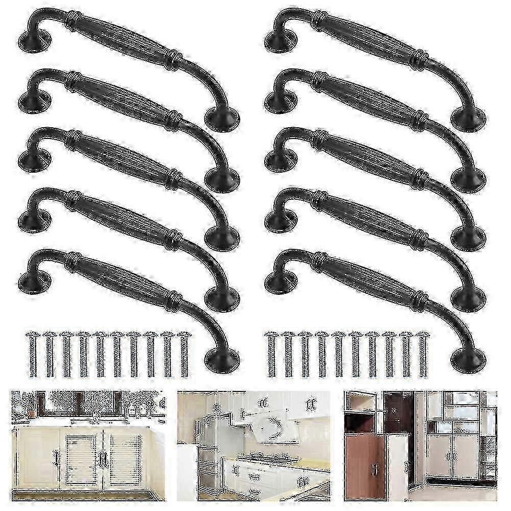 Black Drawer Pulls 128mm - 10 Pcs Matte Cabinet Handles 26s