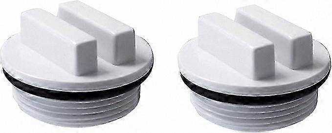 2-Pack Threaded Pool and Spa Drain Plugs with O-Rings, Compatible with Most Standard Pool Drain Systems (White)