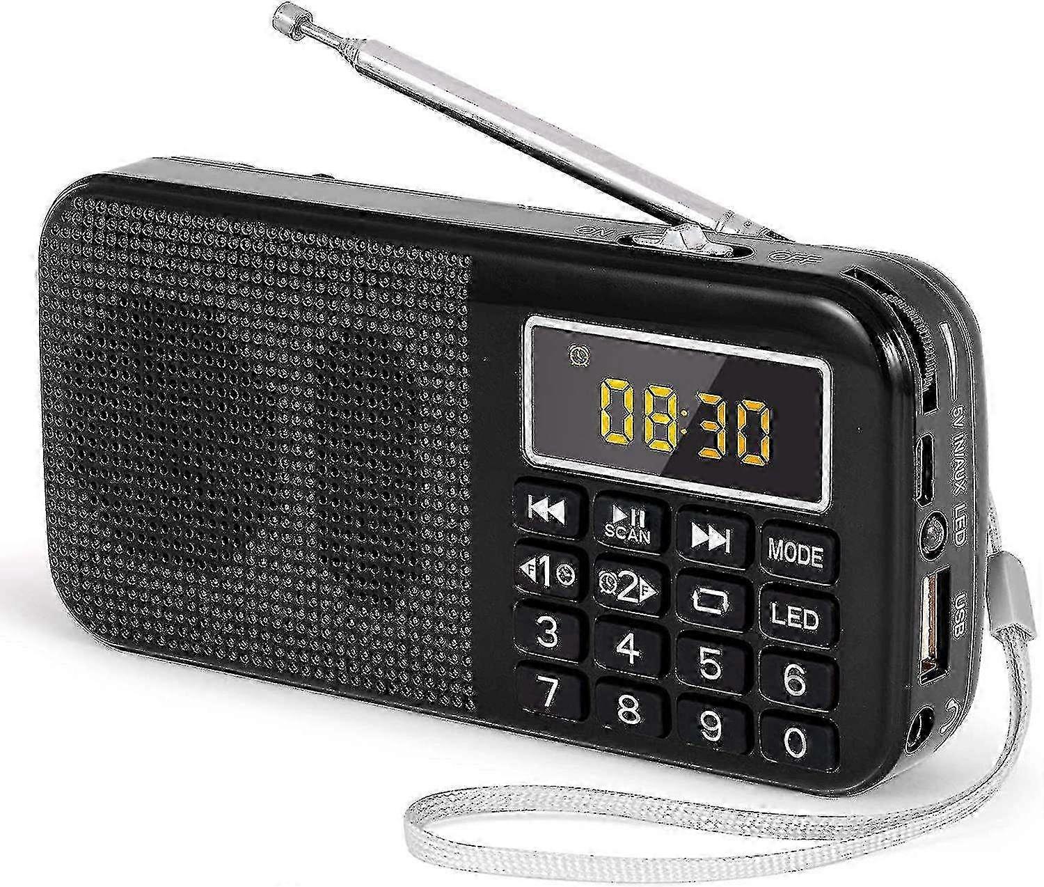 Portable Radio, Fm Radio With Large Capacity Rechargeable Battery (3000mah), Support Mp3 / Sd / Usb 