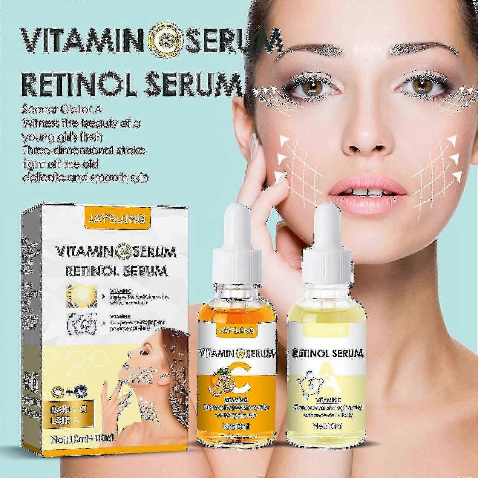 שילוב Jaysuing Morning C ו-Night A Essence מבהיר, מדלל קמטים, אנטי אייג'ינג, ממצק את העור, צהוב כהה, מעניק לחות ולחות