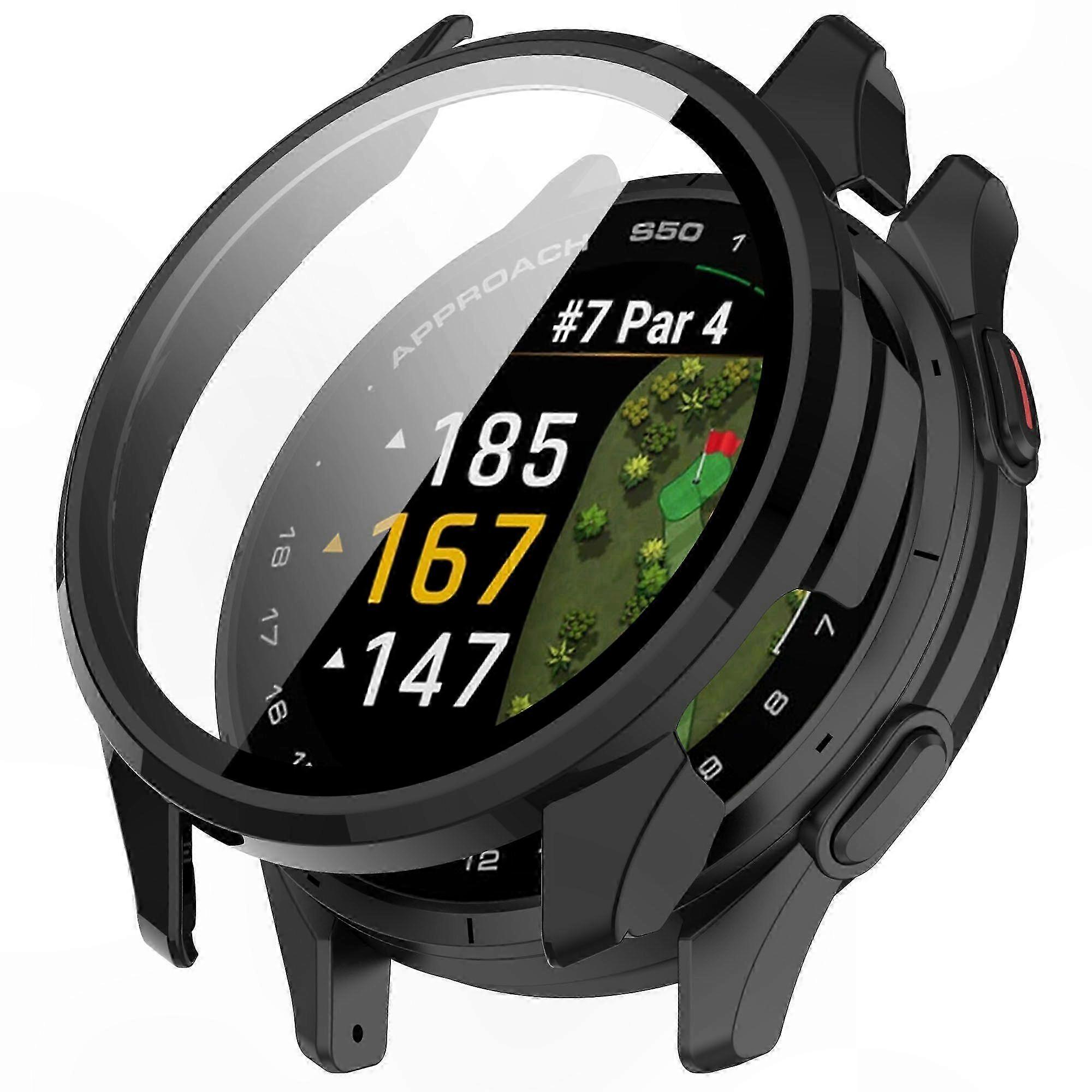 Durable PC Frame Case with Tempered Glass Screen Protector for Golf GPS Smartwatch