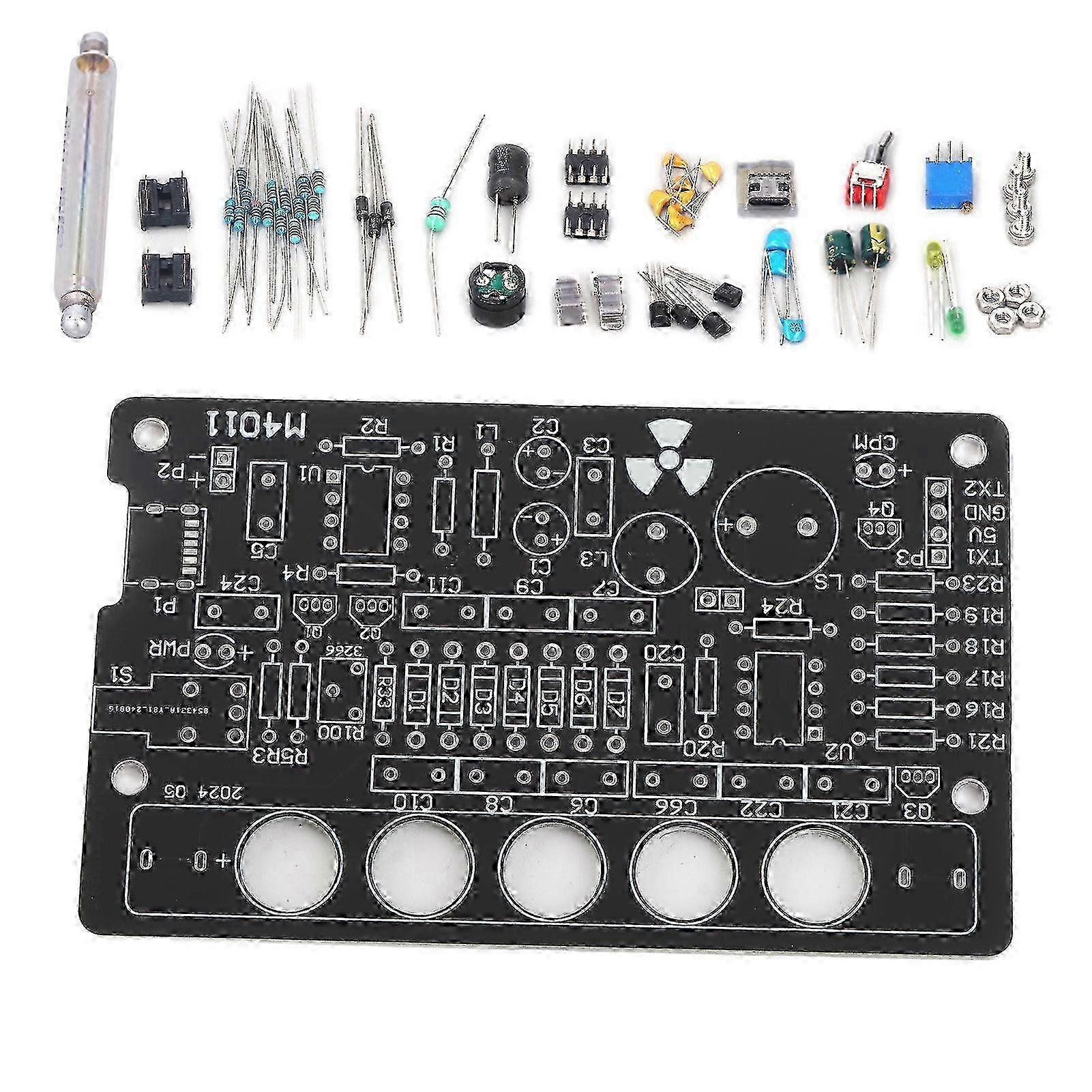 DIY Geiger Counter Parts Kit Nuclear Radiation Detector Module Unassembled Tool Black