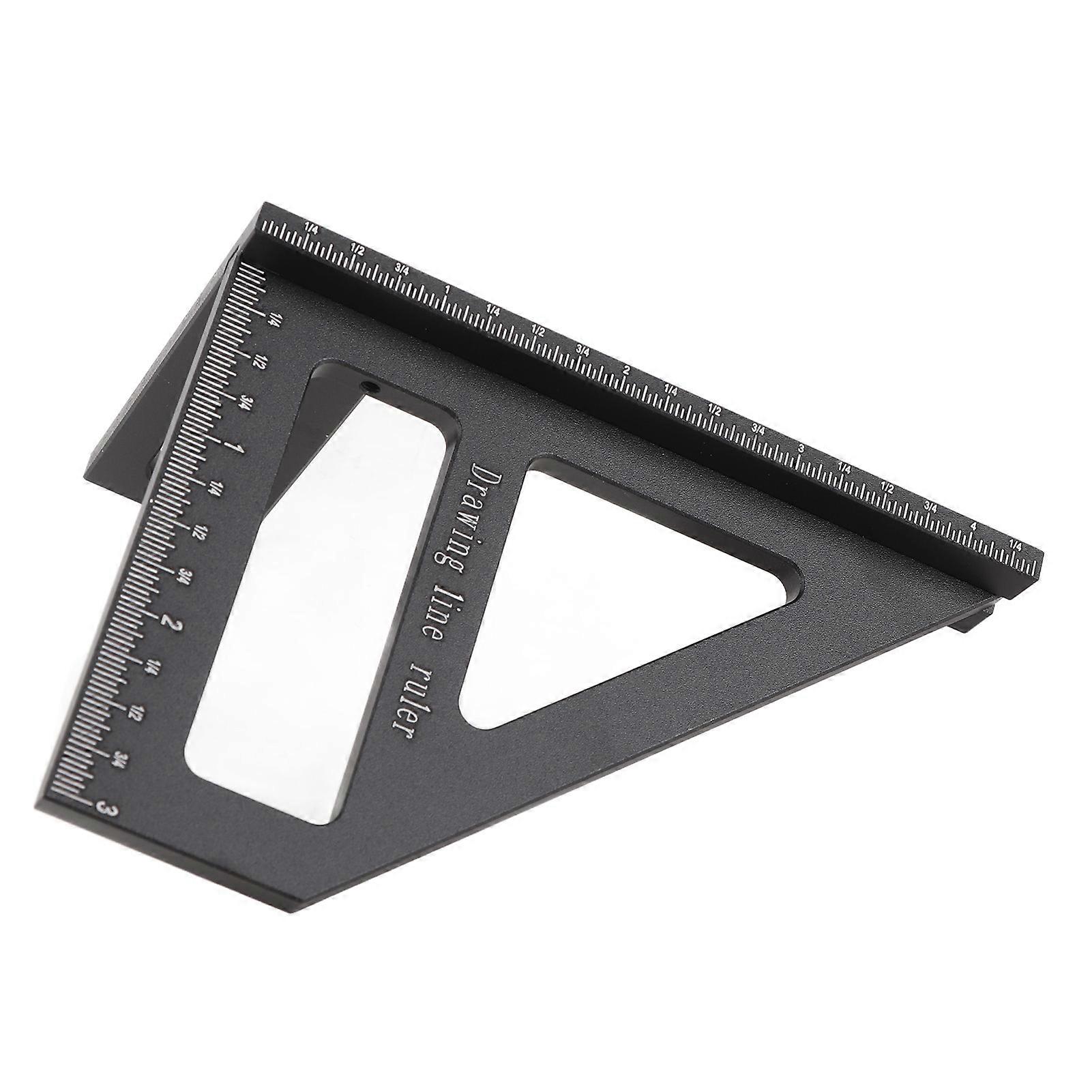 Woodworking Square Protractor 45 90 Degree Miter Triangular Ruler Scriber Layout Measuring Tool for Engineer Carpenter Black 