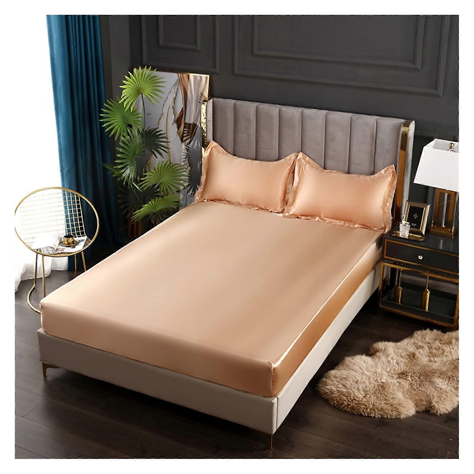 Satin Fitted Sheet Rayon Satin Bed Sheets Multicolor 160x200x20cm