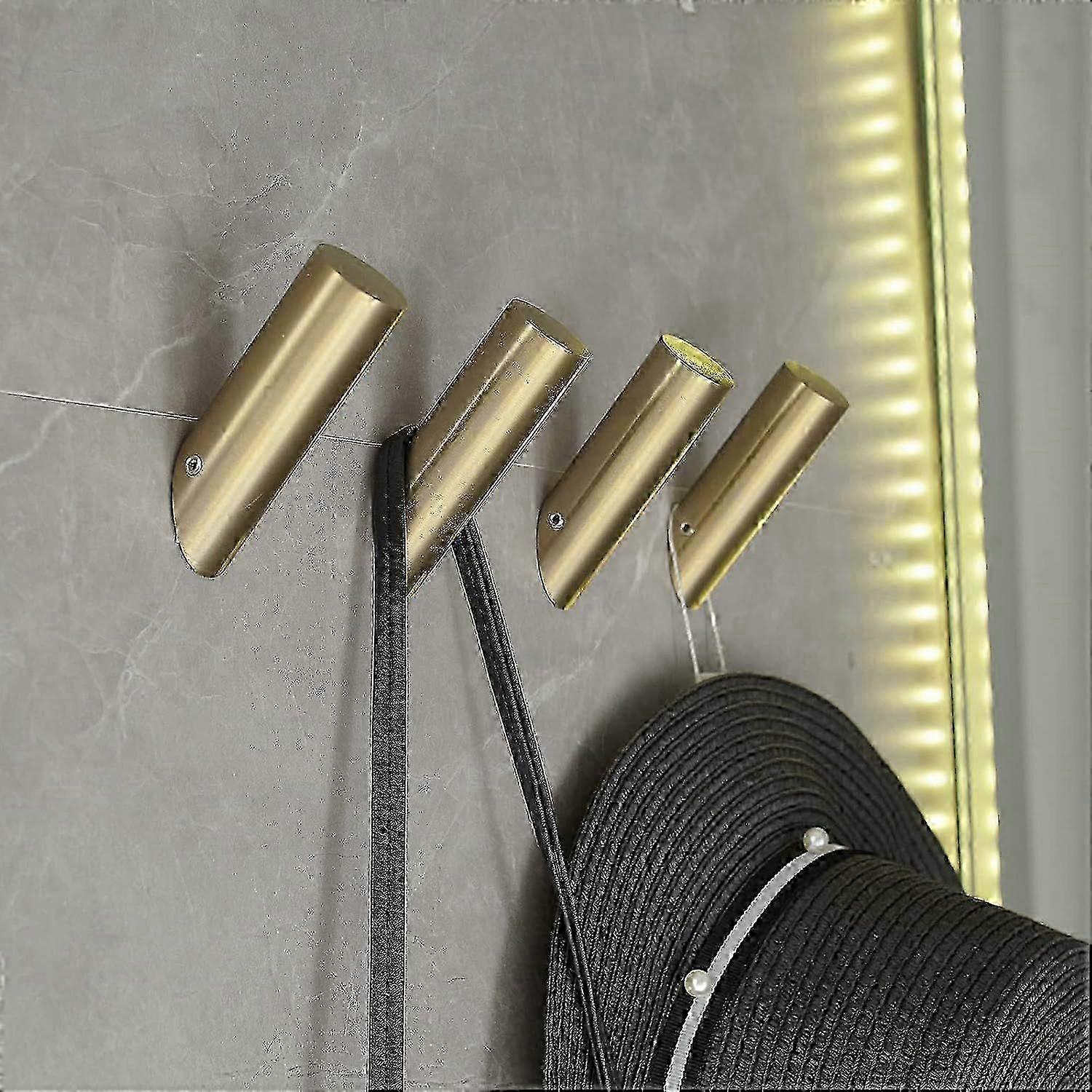 Set of 4 Brushed Gold Wall Hooks for Towels and Robes