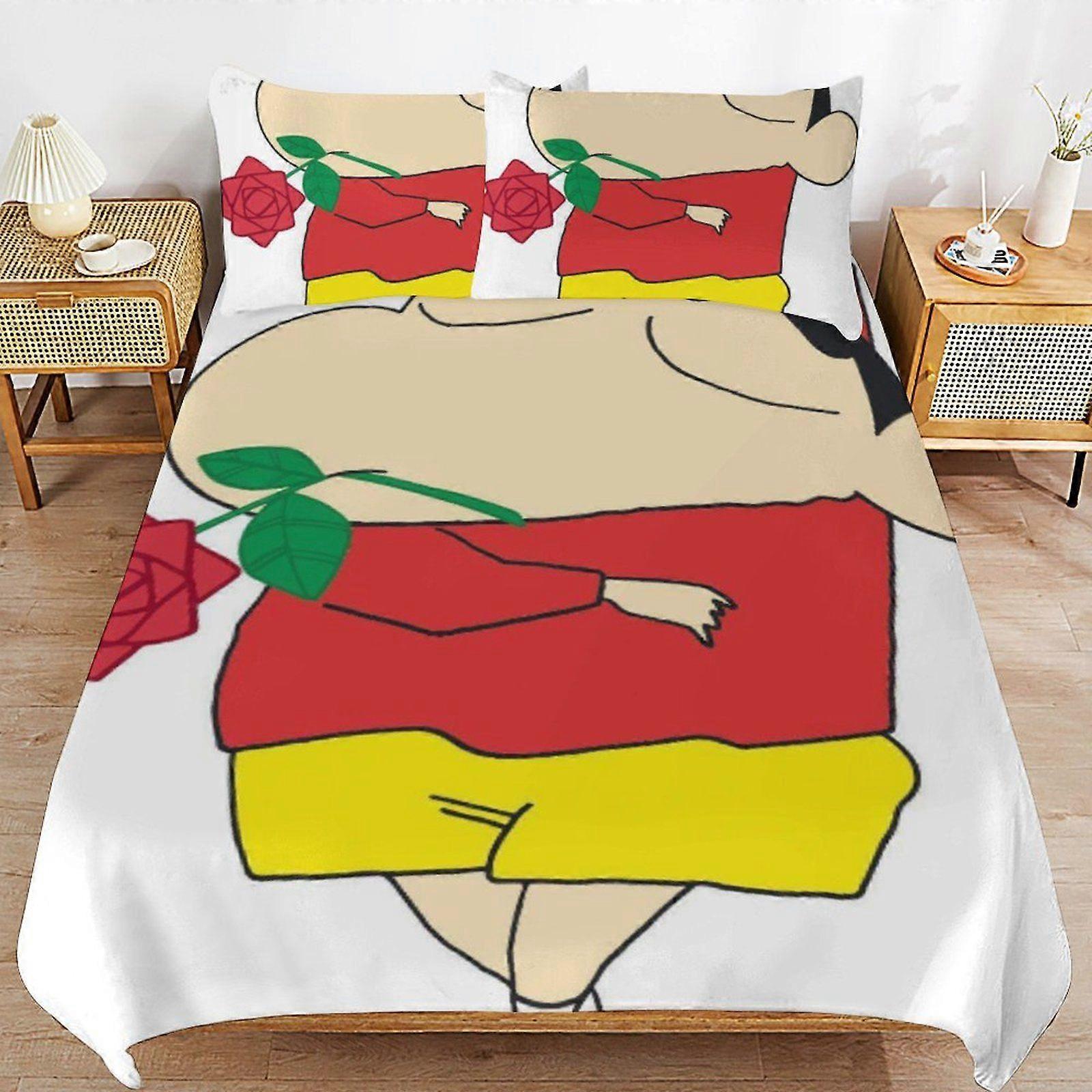 T245 Creyon Shin-chan Consistent Comfort Durable Thread Weave Soft Zipper Duvet Cover Sets Machine Wash Safe V245