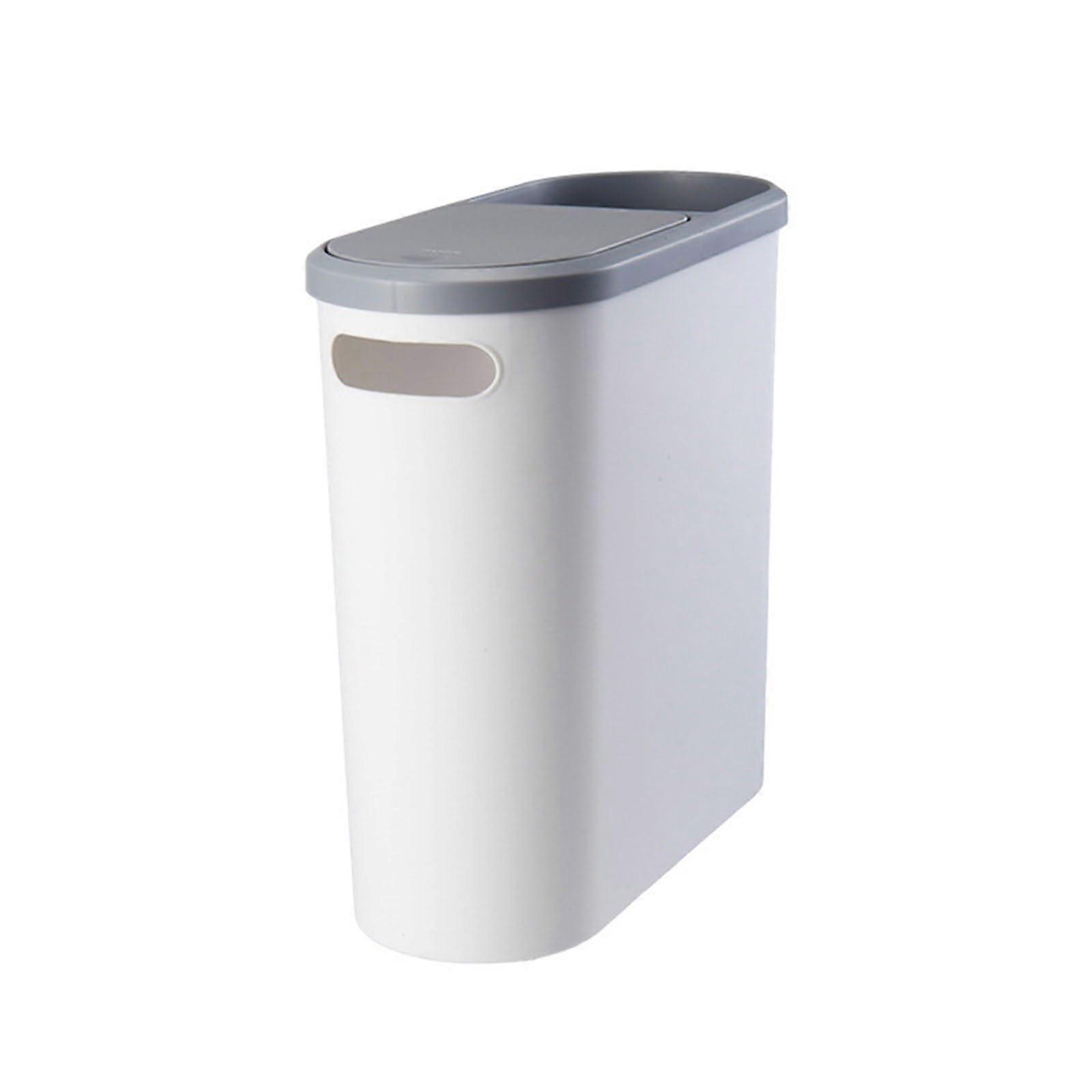 Push  Bathroom Storage Bucket Garbage Can Narrow Profile For Tight Space In Home And Office