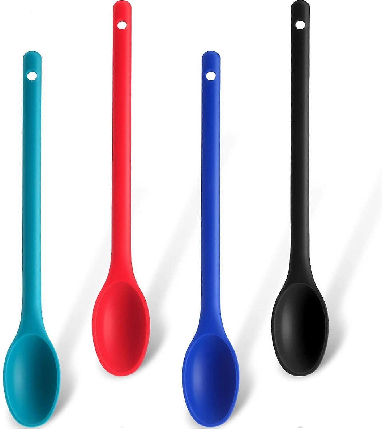 Visland Silicone Mixing Spoon, Long Multicolored Heat-Resistant Nonstick Stirring Spoon Compatible with All Cookware, 1PC