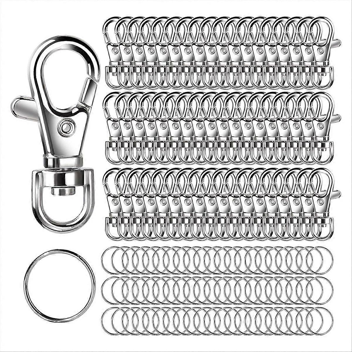 Metal Swivel Snap Hooks and Key Rings, 80PCS Small Lobster Claw Keychains Clasps and 80PCS Key Chain