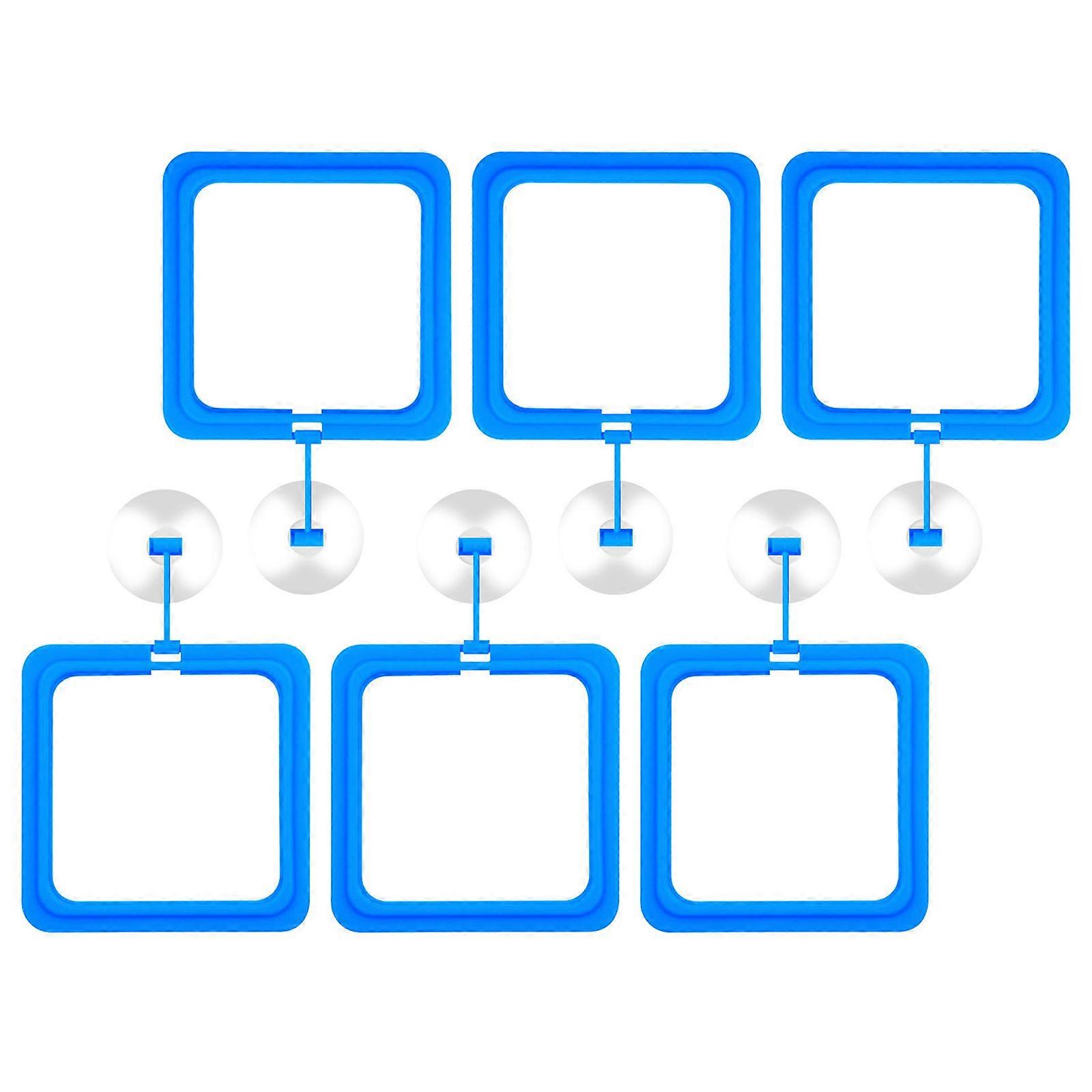حوامل النباتات العائمة بالمياه حلقات حلقات تغذية الأسماك مجموعة دائرية مربعة من 6 لخزانات الأسماك لوازم زراعة النباتات الأزرق