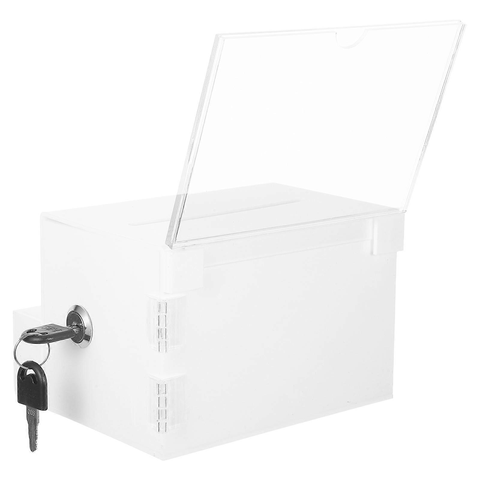 Transparent Donation Box Acrylic for Charity with Lock and Ballot Function