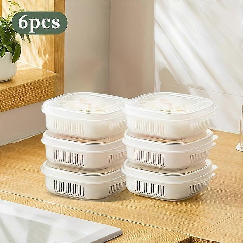 Food Storage Container Set, Including 1 Count Food Storage Box & 1 Count Removable Drain Basket, Portable Food Packing Box for Home Kitchen,