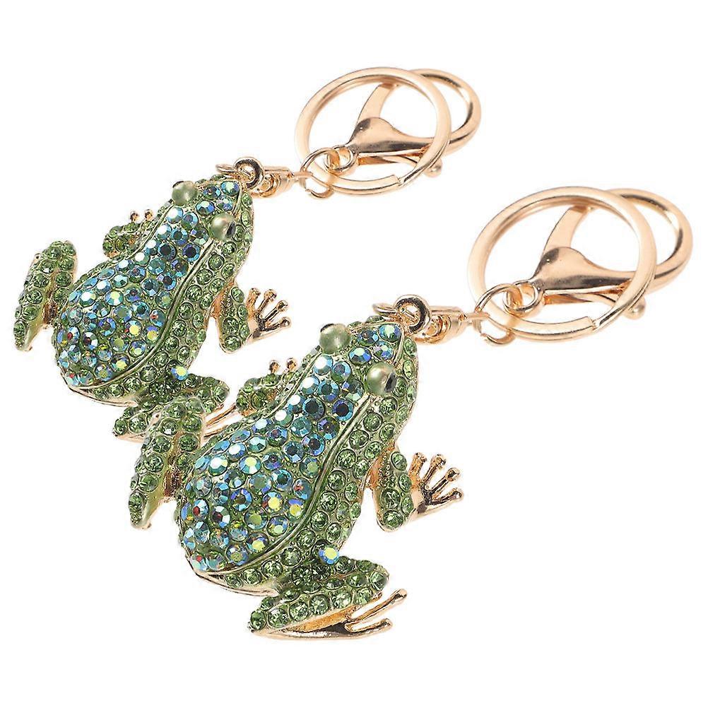 Strass-Frosch-Schlüsselanhänger, Tier-Schlüsselhalter, 2er-Pack, Grüner Accessoire-Anhänger