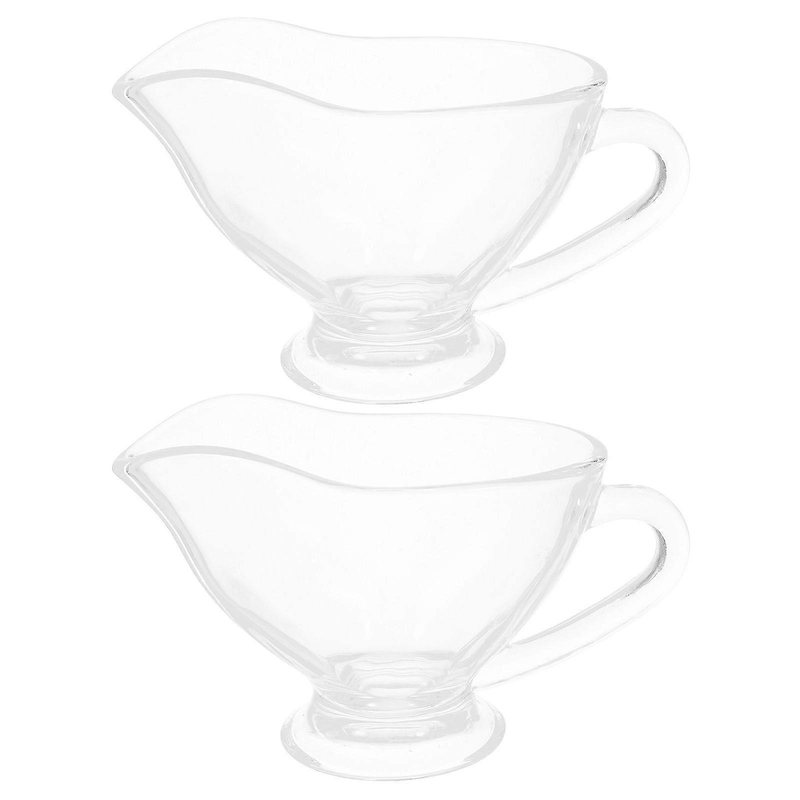 2Pcs Verre Saucière Saucière Bateau avec Poignée Clair Plat À Sauce Clair Café Lait Crémier Pichet Mini Pichet À Sauce