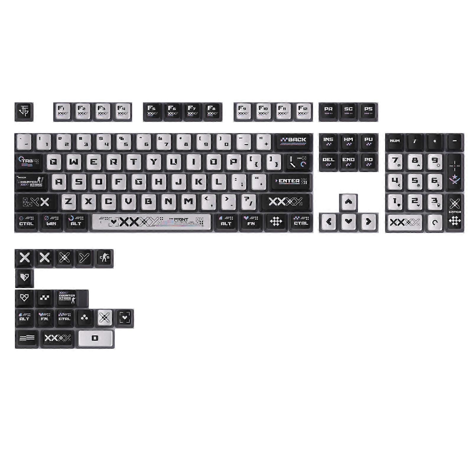 122 Key Mechanical Keyboards Keycaps PC+PBT Blend Puddings Color Light Edges Glowing And Long Lasting Use and Heat Transfer Multicolor