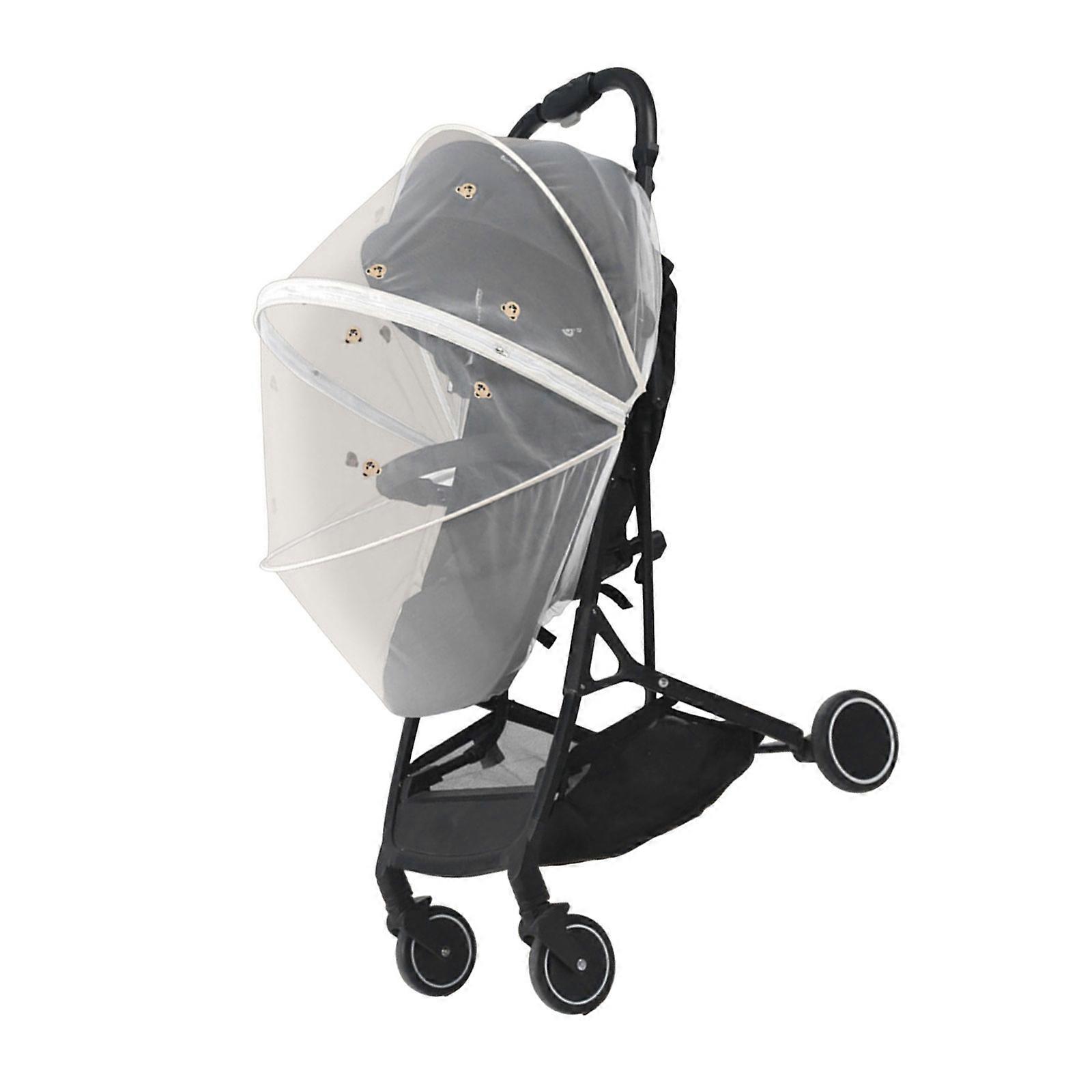 Full Coverage Strollers Covering Net Soft & Breathable Netting Cover Cart Case for Baby Pram Enjoy Peaceful Outings  Style A white