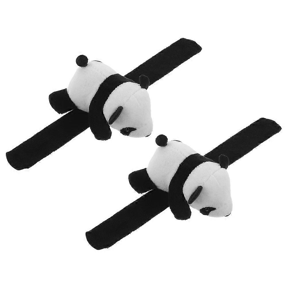 Cute Panda Plush Mountain Bikes Handlebar Decorations 2Pcs Slap Bracelets