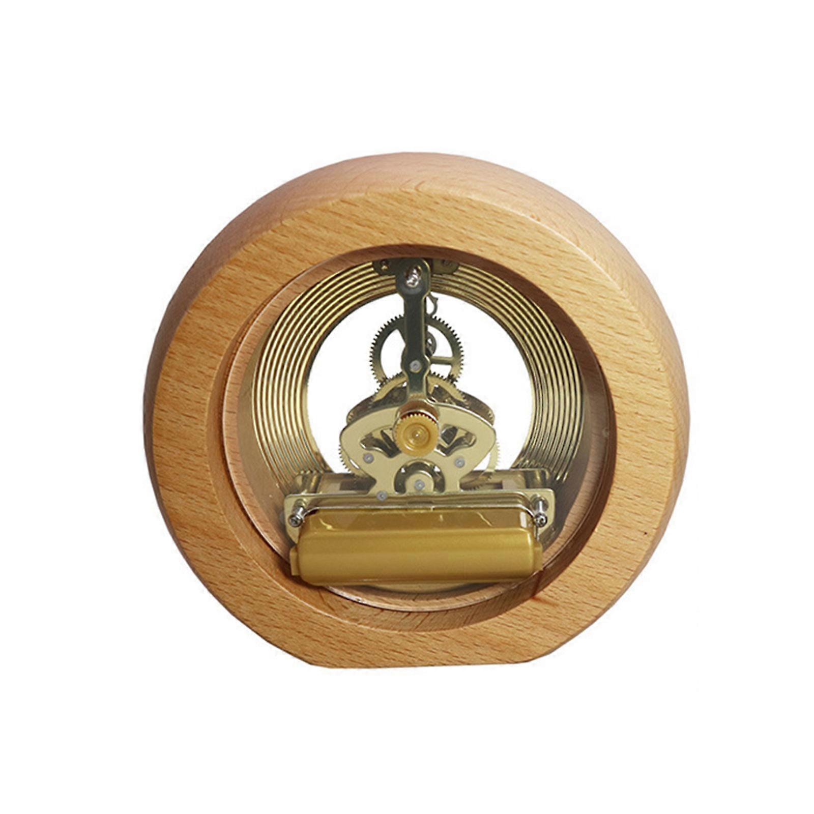 Perspective Wall Clocks Solid Wood Vintage Clock With Visible Internal Rotating Gear 7inch Diameter Wall Clock  Silver