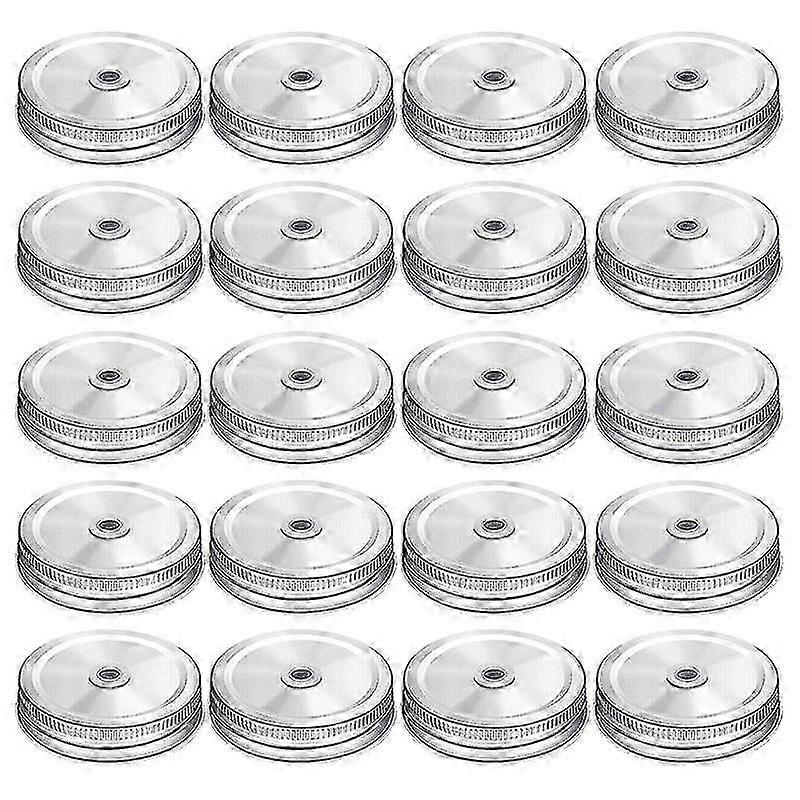 20 قطعة معدنية عادية الفم ميسون جرة مع فتحة قش متوافقة مع جرة ميسون (فضي ، 2.7 (هاويي)