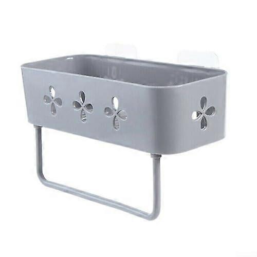 Wall Mounted Corner Storage Shelf NonPerforated Grey For Bathroom And Kitchen Organization Rack SpaceSaving Design