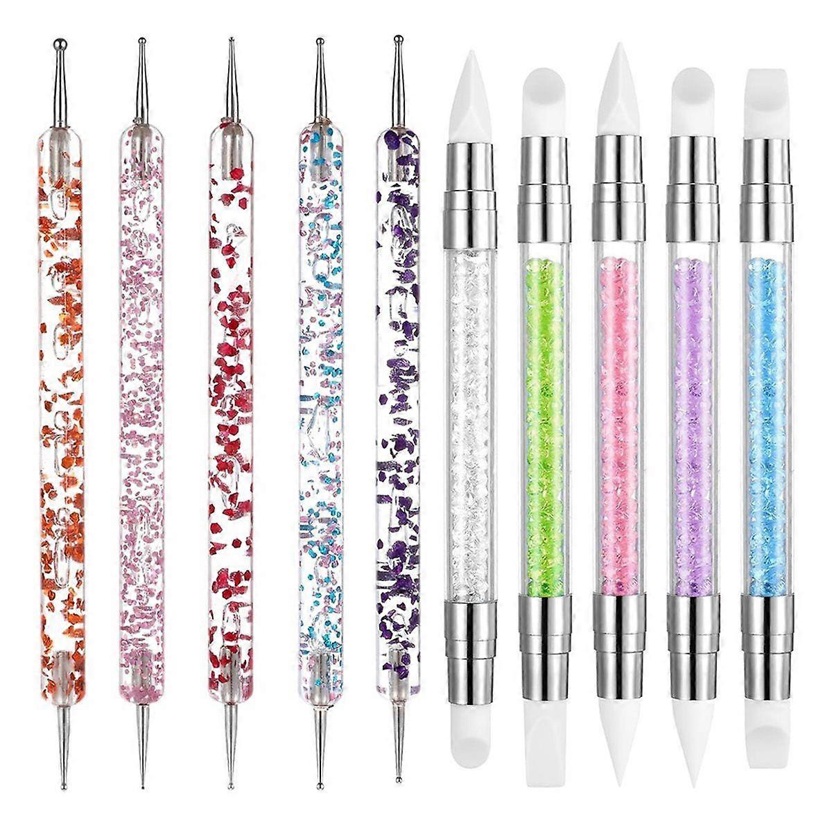 10pcs Nail Art Dotting and Sculpting Tool Set, Double-Ended for Design, , Carving, Painting & 3D Effects