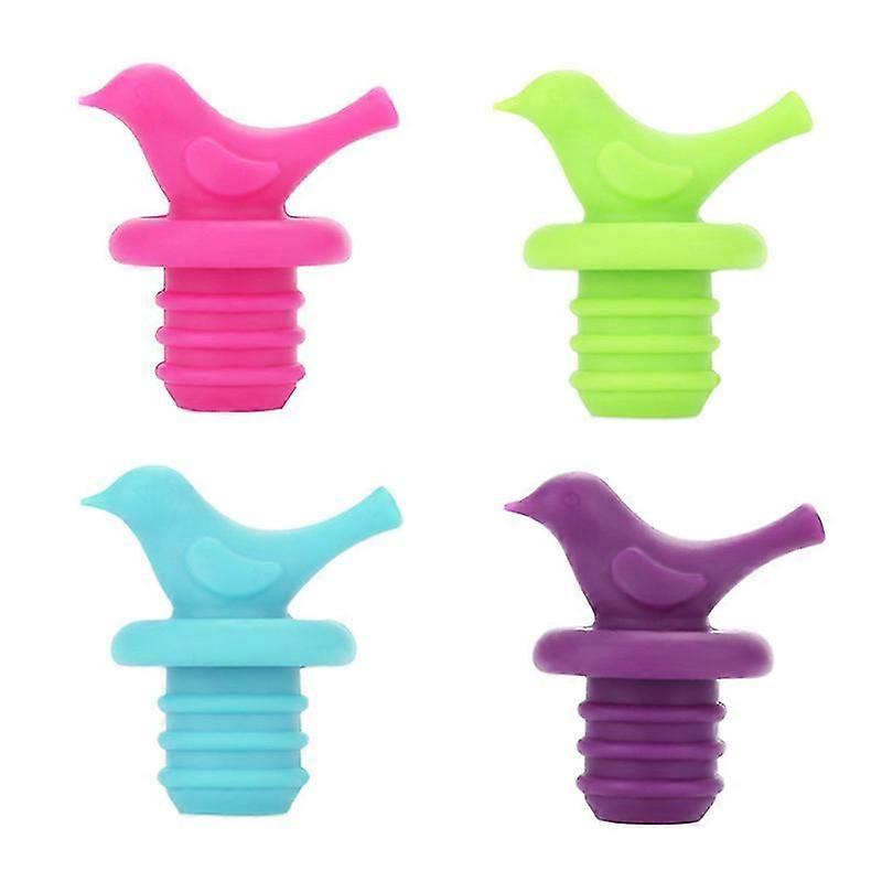 Little Bird Wine Bottle Stopper , Cute, Fun, Decorative (Assorted Color, Set of 4) [jkw]