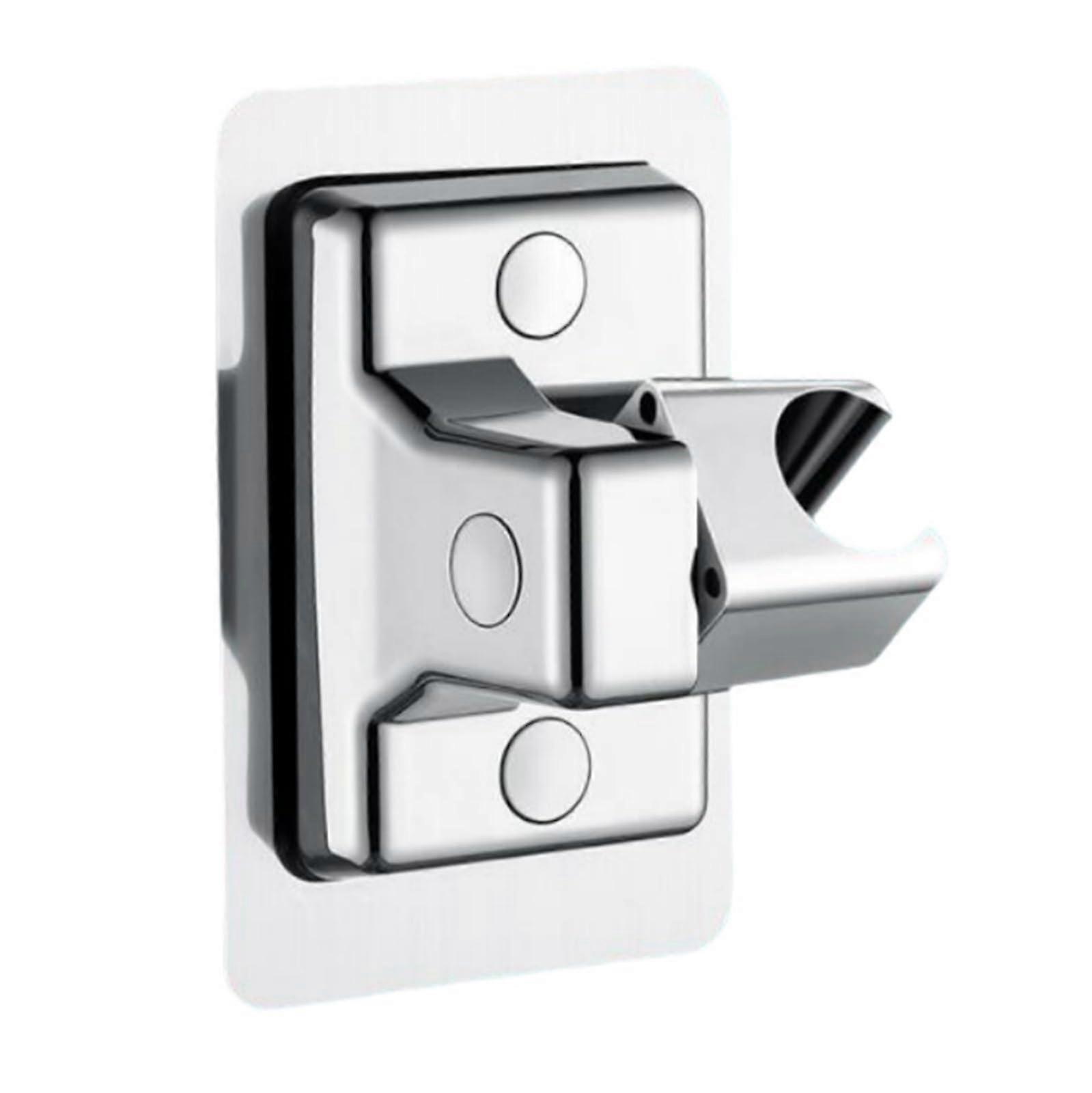 Handheld Shower Head with Punch Adjustable SelfAdhesive Holder, Height Adjustable Polished Silver