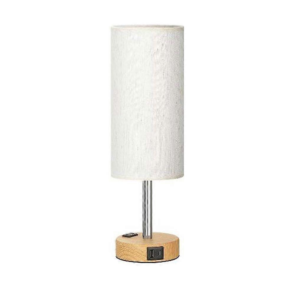 Modern Touch Control Table Lamp with USB Ports, Fabric Shade Bedside Lamp for Bedroom