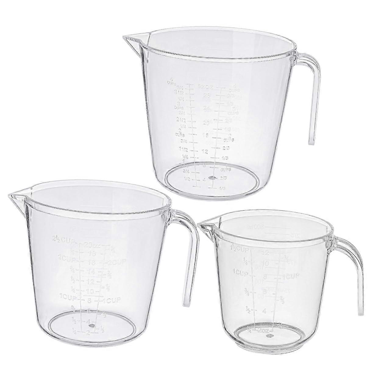 3pcs Plastic Measuring Cups with Handles Clear Scale  Capacity Transparent Kitchen Set for Baking and Cooking