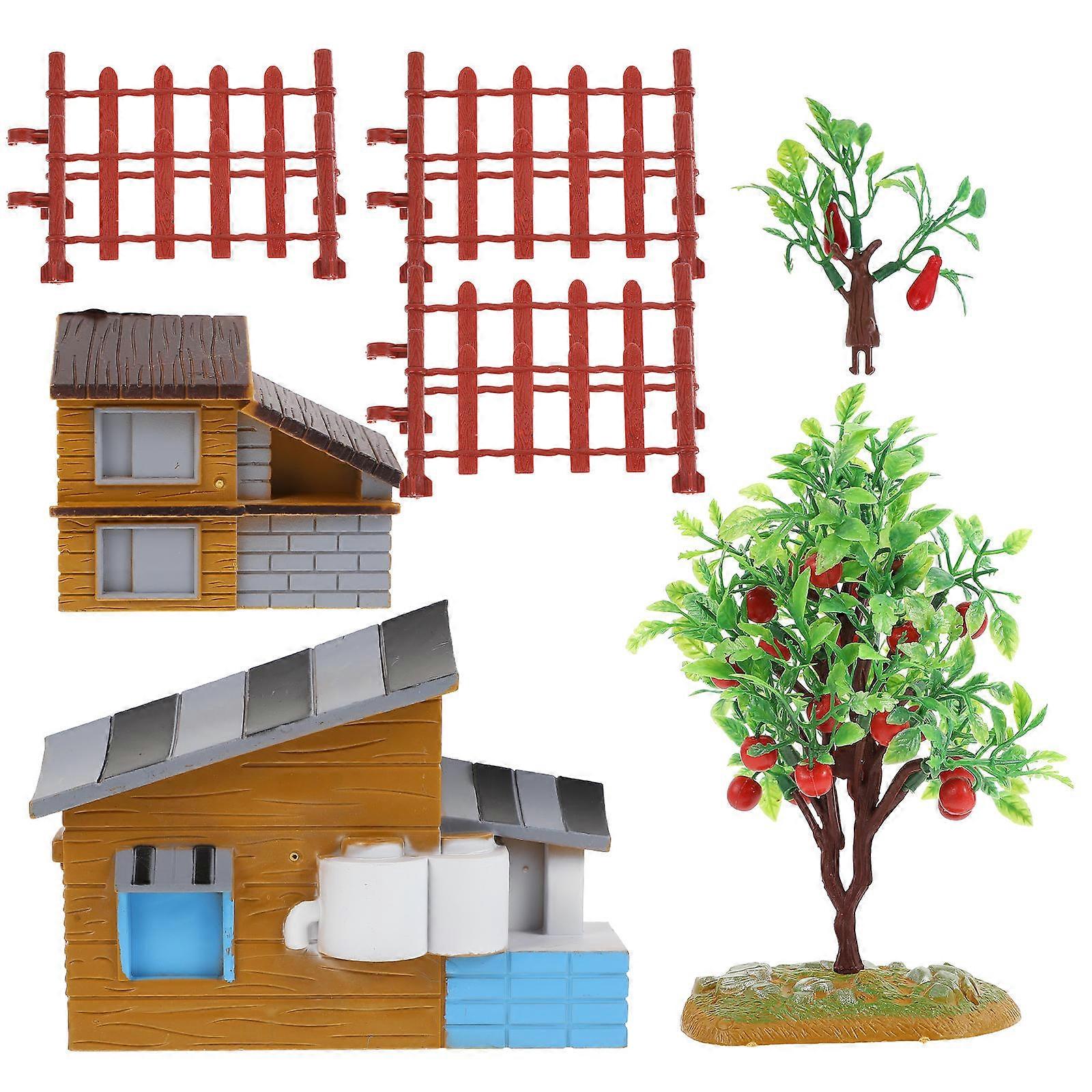 Simulation Toy House Model for Decor 13Pcs PVC Kids Educational Toy Set