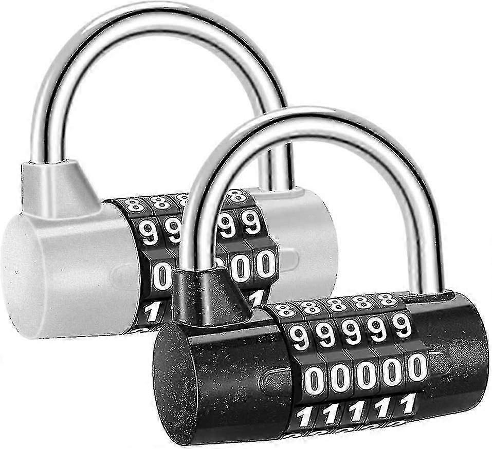 Combination padlock 5 digit code 2 pieces set