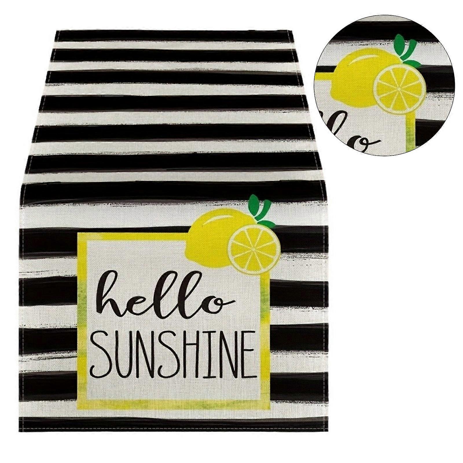 Elegant Table Runner Table Cloth Striped Lemon Table Decors for Kitchen Lemon Theme Tablecloth Perfect for Party Multicolor