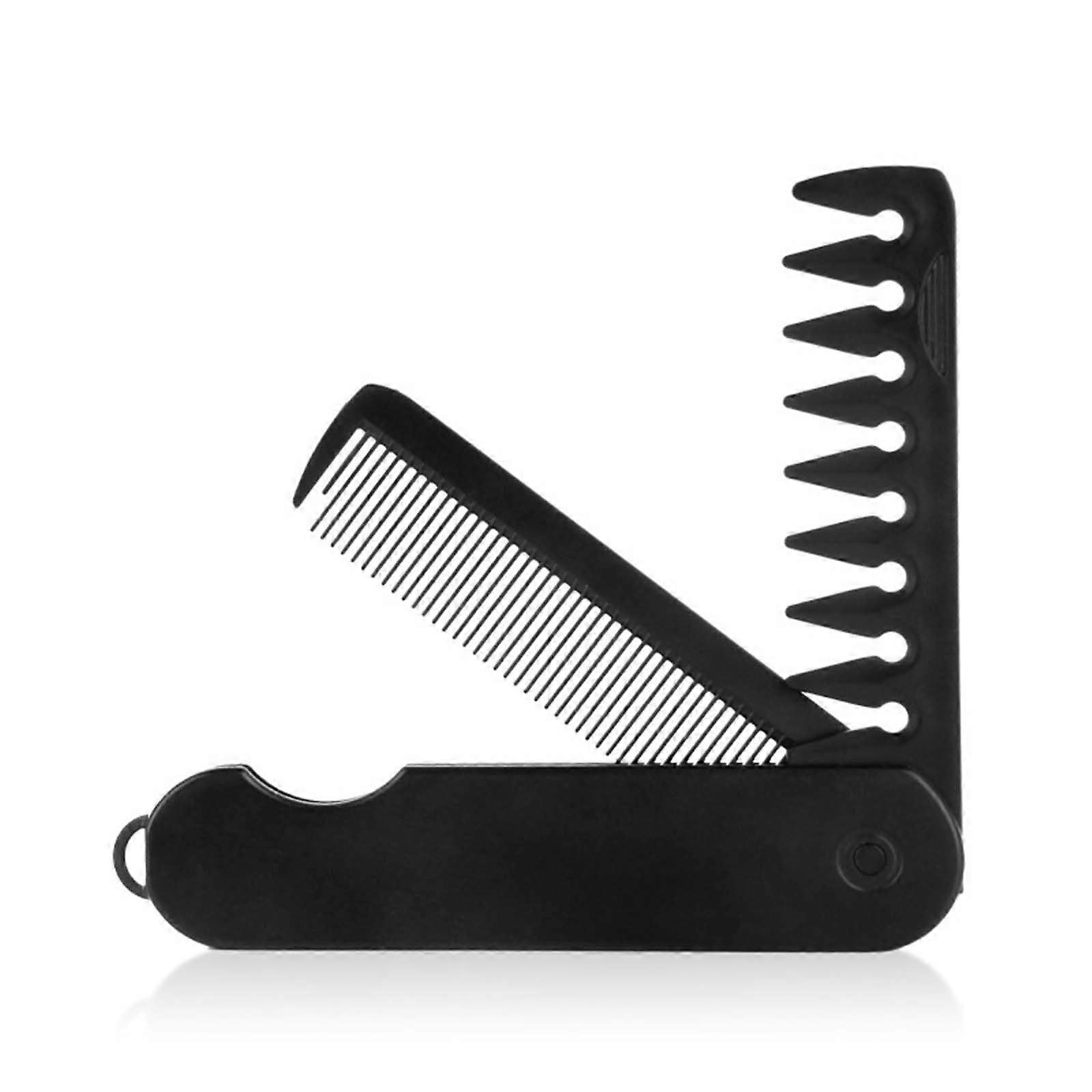Beard Comb 2in1 Folding Pocket Comb for Men with Wide and Fine Teeth, Travel Grooming Tool