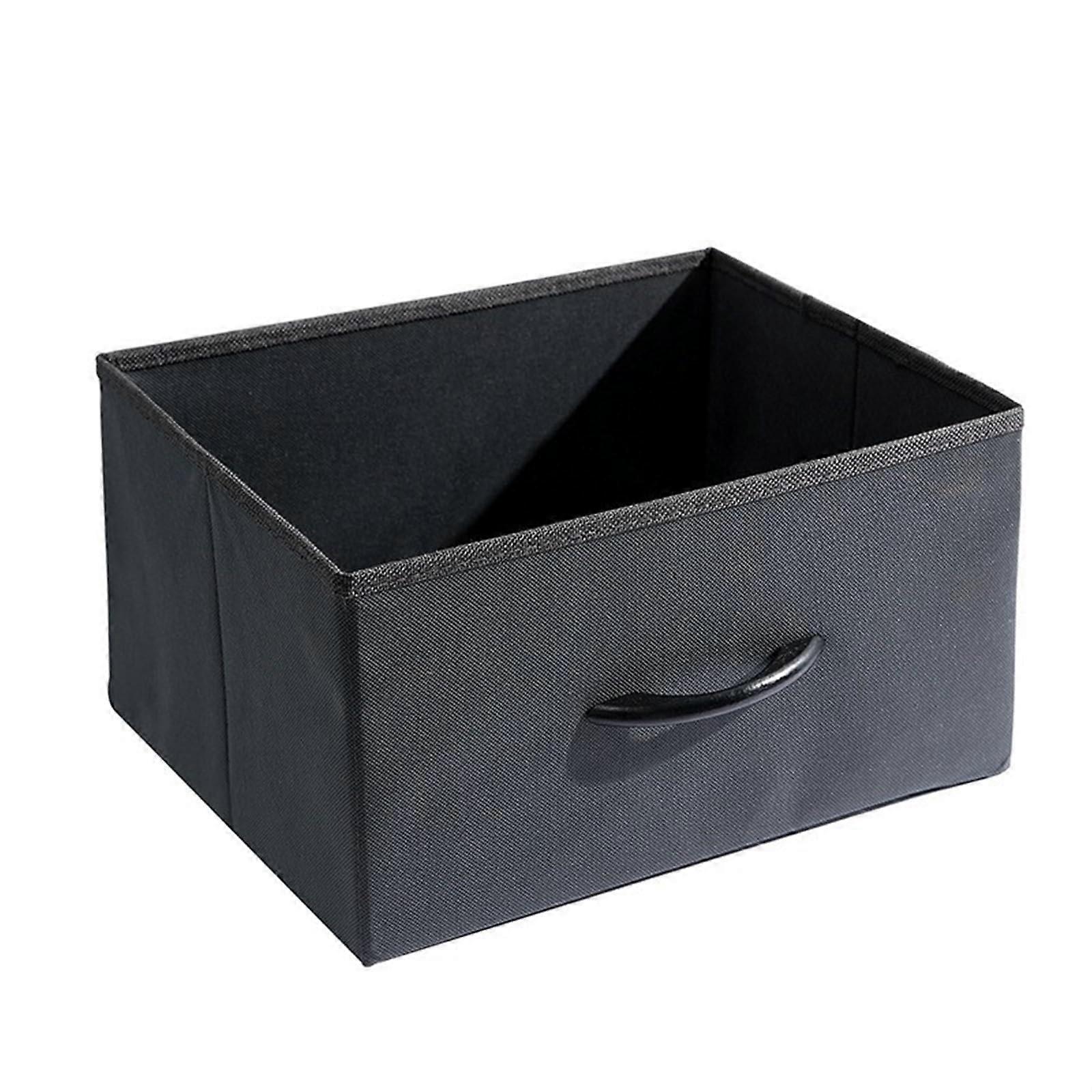 Large Capacity Foldable Clothes Storage Box with Wooden Handle for Under Bed Organization, Black