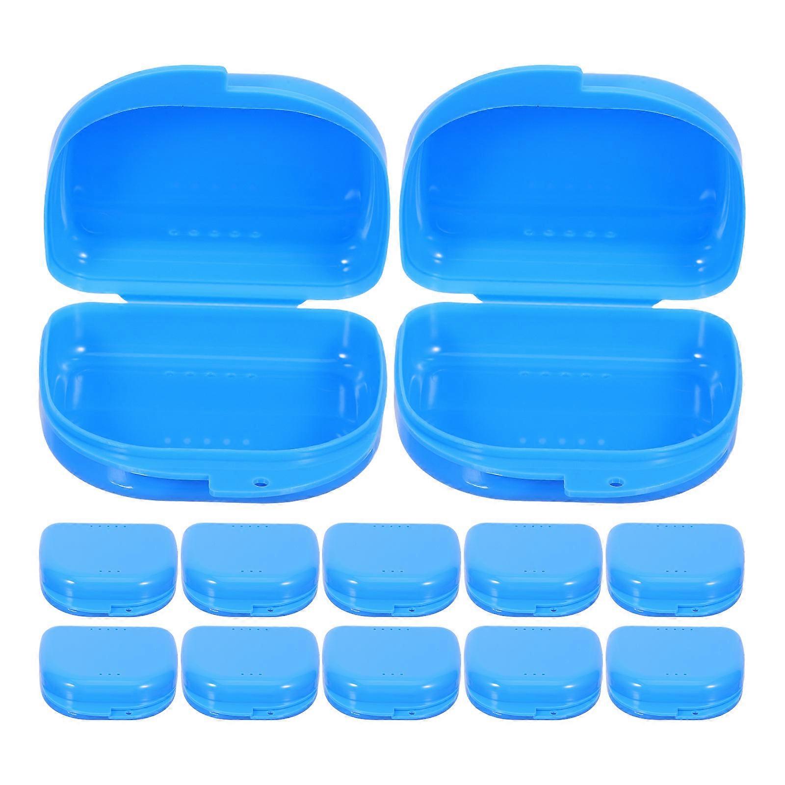 12Pcs Sky-Blue Denture Retainer Case for Leakproof Oral Storage