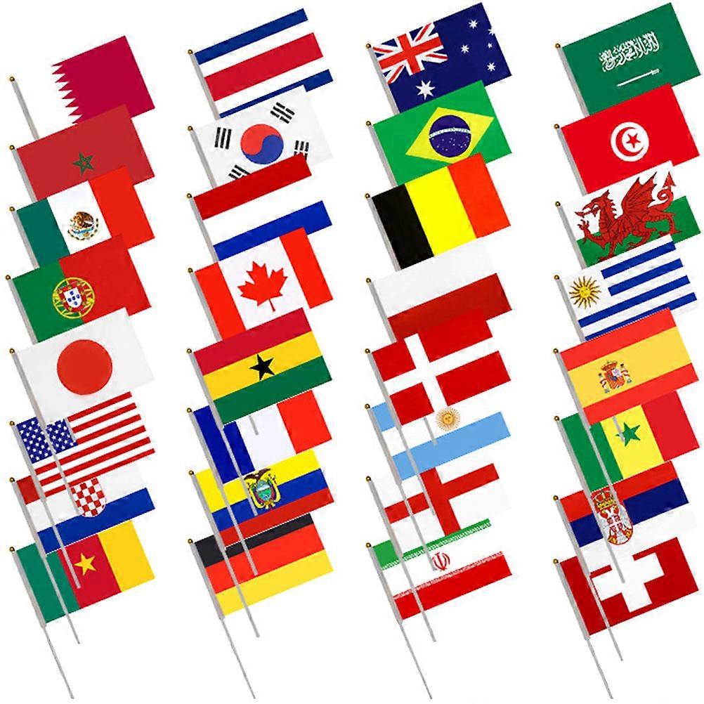 Small Flag on Stick Hand Held Flags for Sporting Event 32Pcs