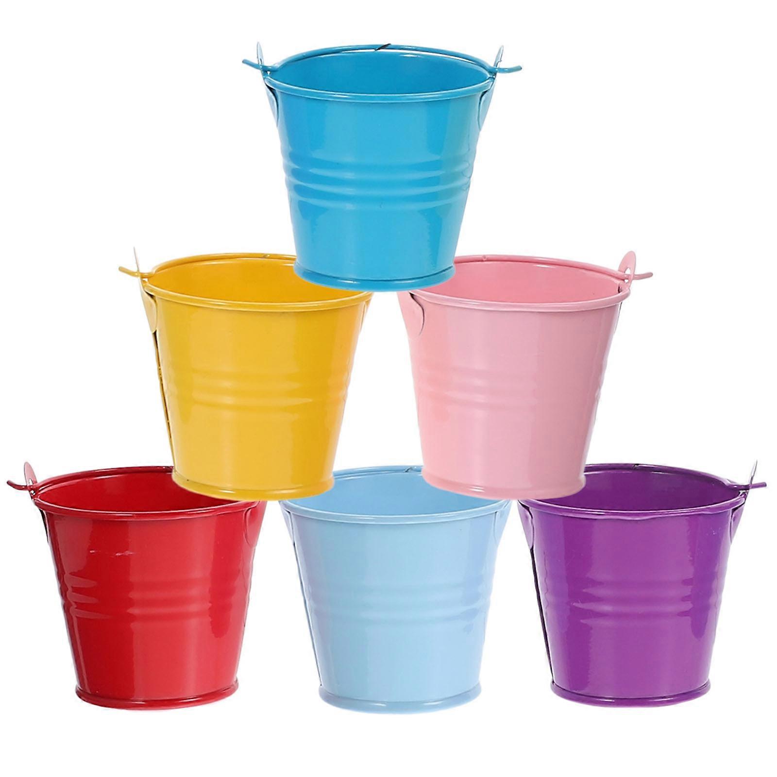 Small Iron Bucket Colorful Candy Bucket for Storage 6Pcs Multi-Purpose