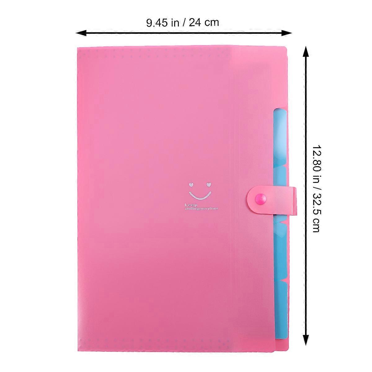 Document Organiser Folder Storage Safety For School Use 5 Pockets Plastic Snap Closure 5Pack