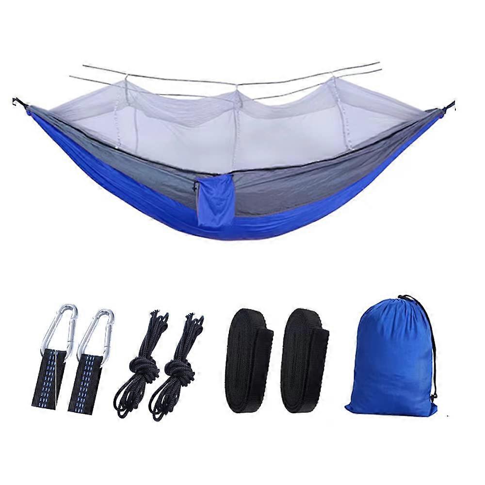Camping Hammock with Mosquito Net, TipResistant Nylon, Storage Bag, Multiple Colors, Royal Blue