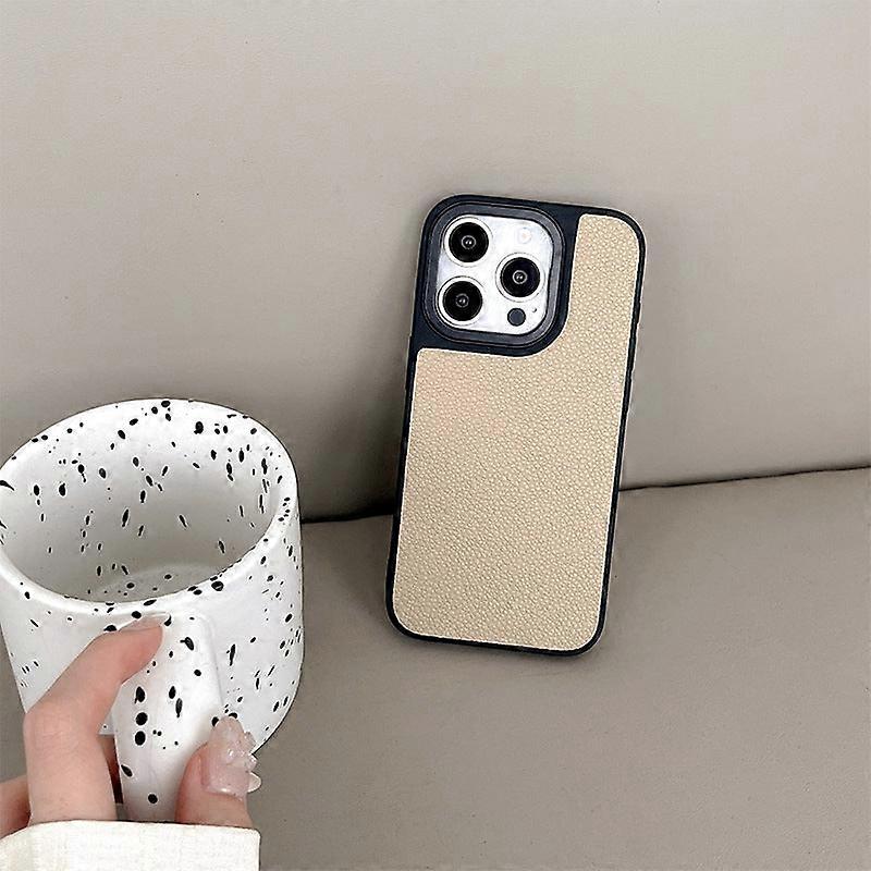 Case For Iphone 13 Large Pore Leather Texture-single Shell-khaki Solid Silicone Thin Simple Ha No5845