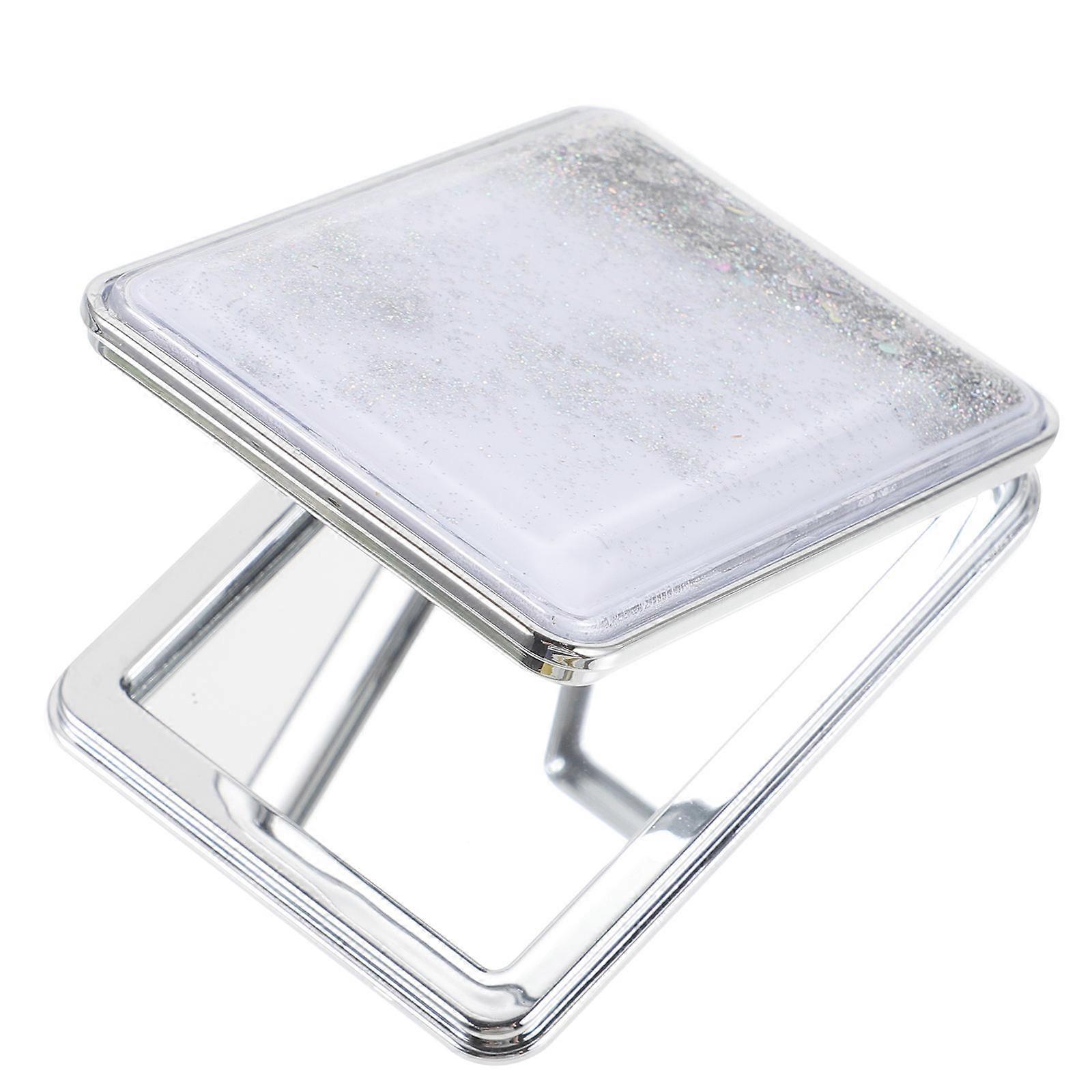 Vintage Compact Mirror for Makeup Retro Folding Pocket Mirror Silver