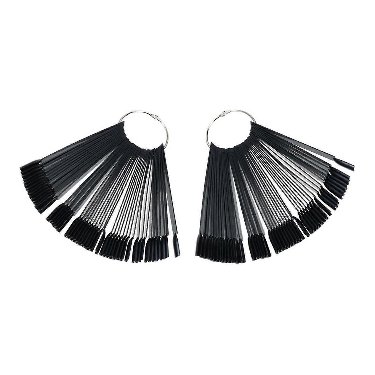FanShaped Nail Art Display Palette with Removable Tips for Salon Practice, 2pcs Black