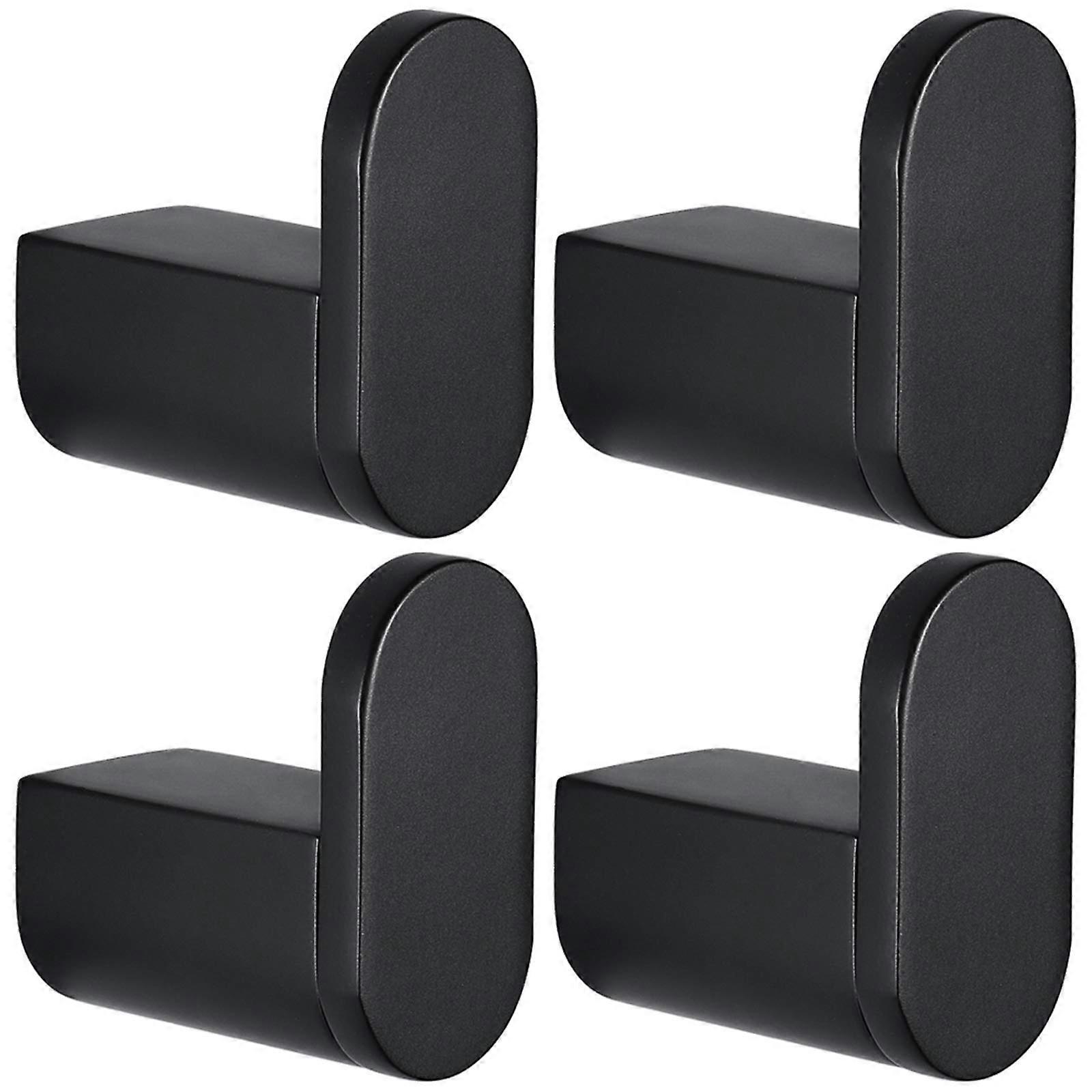 Black Towel Hooks 4 Pack, Rustproof Brass Wall Hooks for Bathroom Kitchen Bedroom Hotel Use