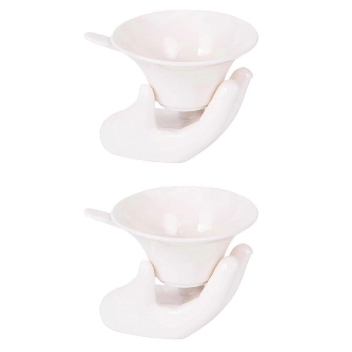 2 Sets White Ceramic Tea Strainer Infuser for Loose Leaf with Uniform Leakage Creative Design